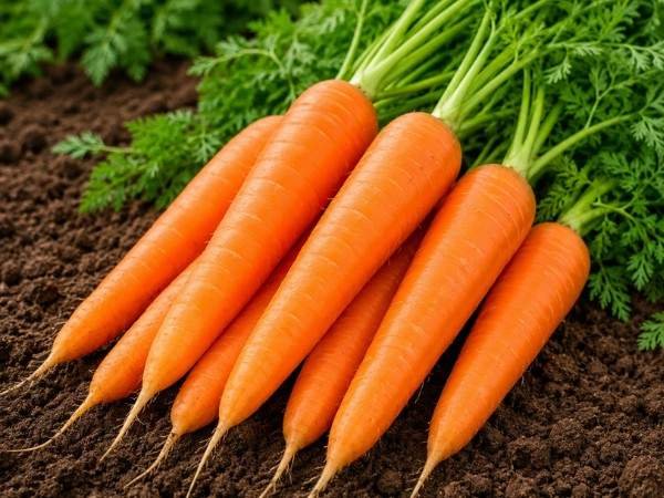 Fresh healthy orange carrots representing premium carrot seeds for quality crop production