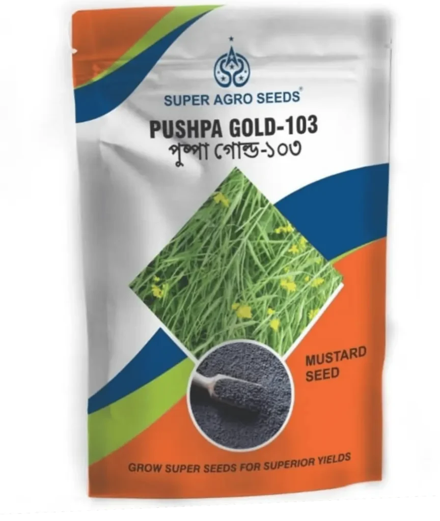 Mustard Seeds Pushpa Gold 103 packaging by Super Agro Seeds