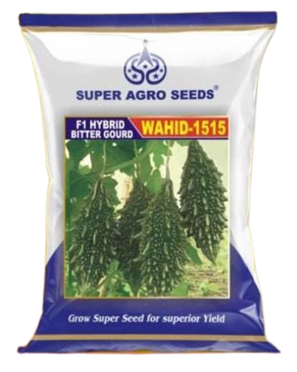 Hybrid Bitter Gourd Seeds WAHID-1515 packaging by Super Agro Seeds